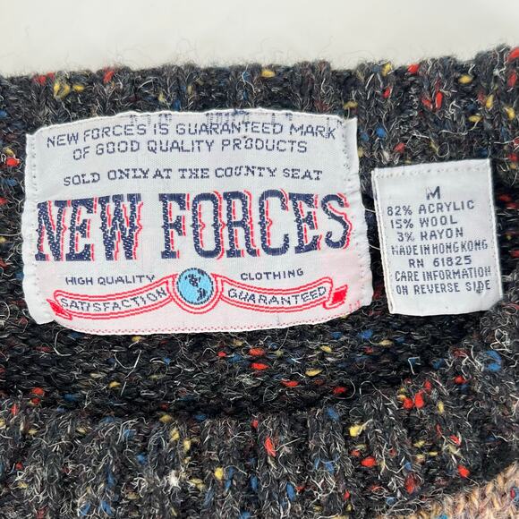 80s geometric speckled crewneck sweater 1980s vintage - Picture 4 of 5